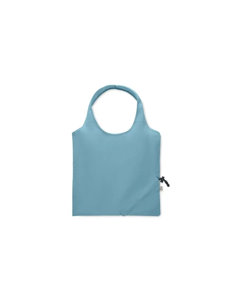 Shopping pliable publicitaire 140 gr/m² CARRIE COLOUR Matières : coton recyclé Couleurs : noir goodies personnalisé en stock