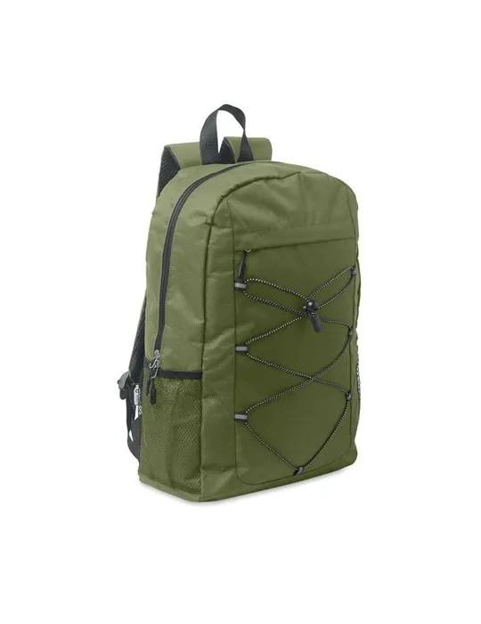 Sac à dos publicitaire en polyester 600D RPET HIGE Matières : bois Couleurs : noir personnalisable avec votre logo