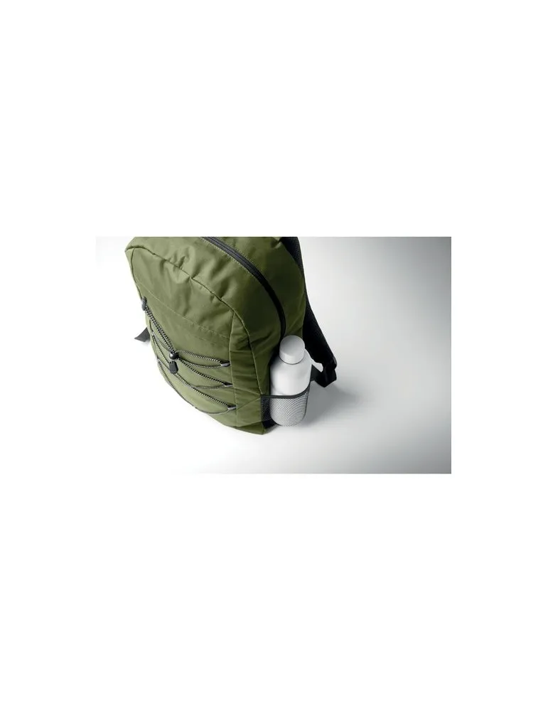 Sac à dos publicitaire en polyester 600D RPET HIGE Matières : bois Couleurs : noir personnalisable avec votre logo