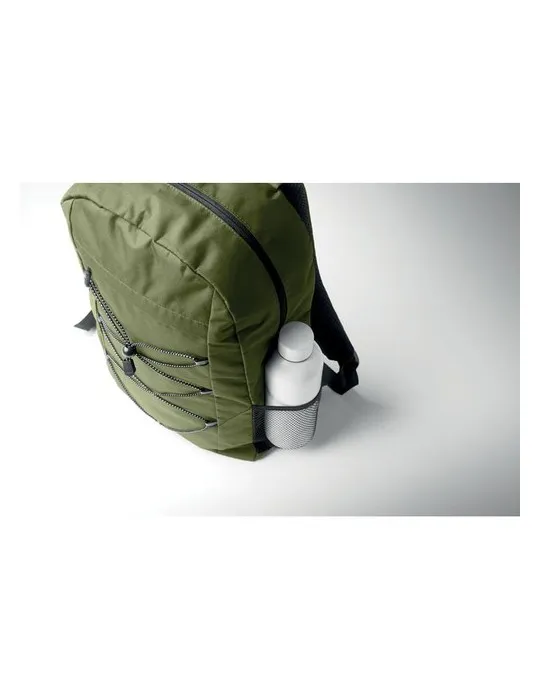 Sac à dos publicitaire en polyester 600D RPET HIGE Matières : bois Couleurs : noir personnalisable avec votre logo