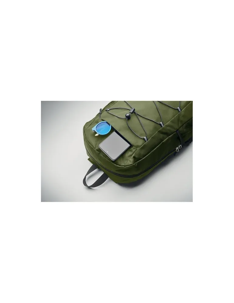 Sac à dos publicitaire en polyester 600D RPET HIGE Matières : bois Couleurs : noir cadeau affaires élégant