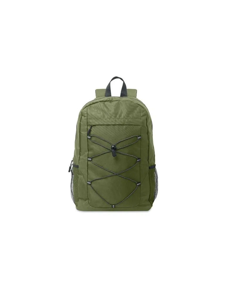 Sac à dos publicitaire en polyester 600D RPET HIGE Matières : bois Couleurs : noir personnalisation sur mesure