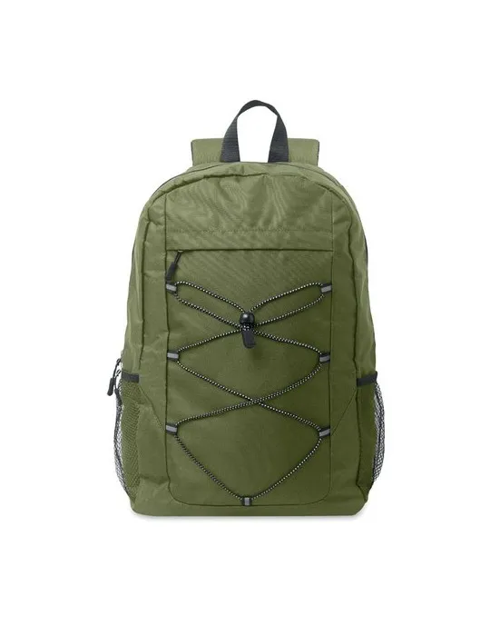 Sac à dos publicitaire en polyester 600D RPET HIGE Matières : bois Couleurs : noir personnalisation sur mesure