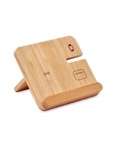 Chargeur sans fil 15W 3 en 1 publicitaire personnalisé BOOGAR Matières : plastique Couleurs : blanc