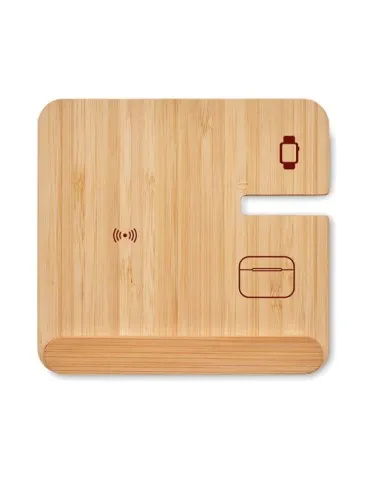 Chargeur sans fil 15W 3 en 1 publicitaire personnalisé BOOGAR Matières : plastique Couleurs : blanc 2