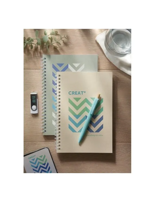 Cahier A5 en carton recyclé personnalisé - RECARNOTE Couleurs : blanc personnalisation sur mesure