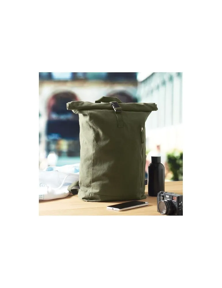 Sac à dos enroulable personnalisé 390 gr/m² KAMET Couleurs : blanc objet promotionnel éco-responsable