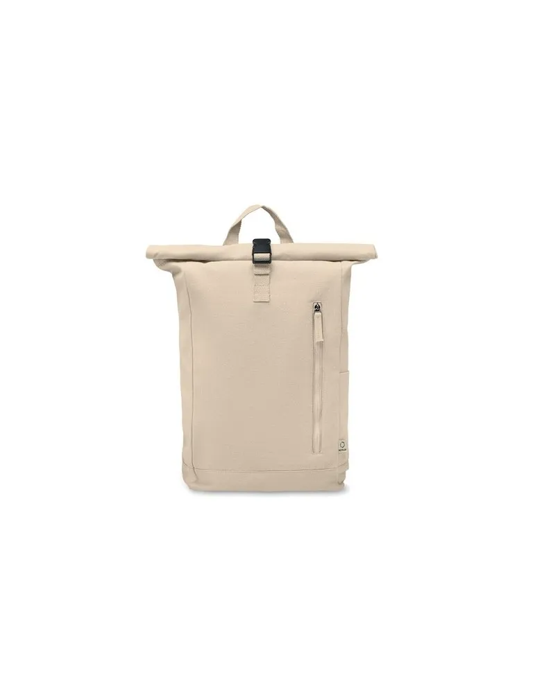 Sac à dos enroulable personnalisé 390 gr/m² KAMET Matières : bois accessoire événementiel unique