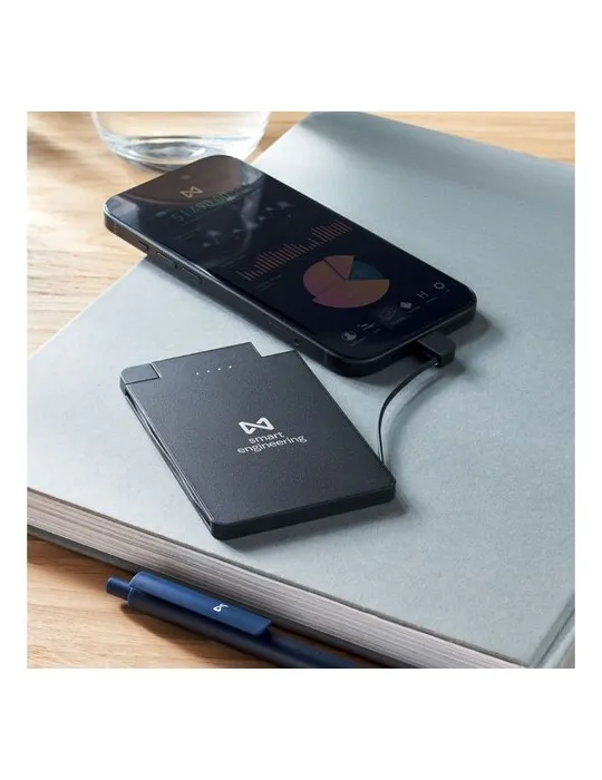 Powerbank magnétique écologique 2500 mAh SLIMPO Matières : bois marquage laser ultra précis