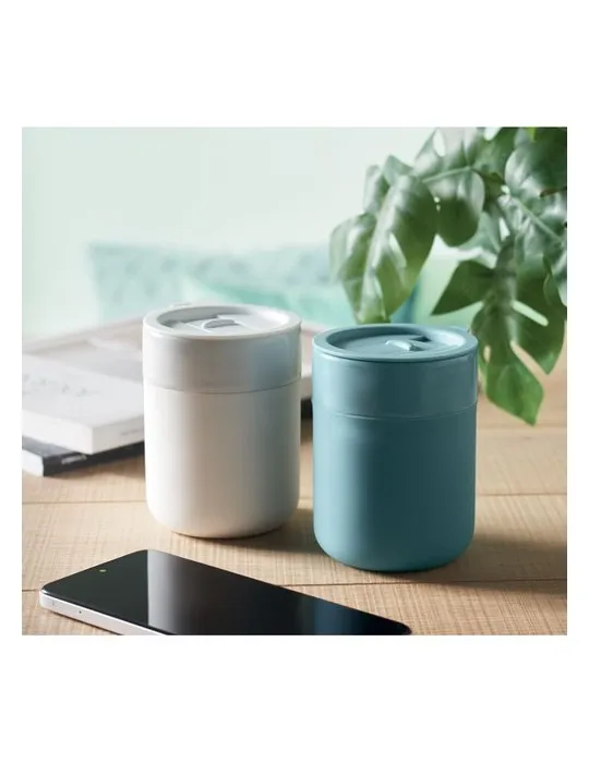 Gobelet en céramique personnalisé 330 ml QERAM Matières : bois cadeau client original