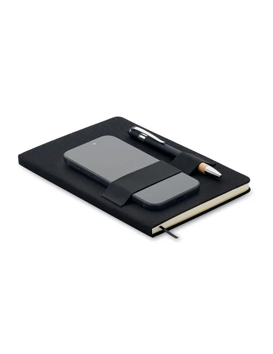 Carnet A5 RPET écologique avec stylo NOTA Matières : métal Couleurs : bleu personnalisable avec votre logo