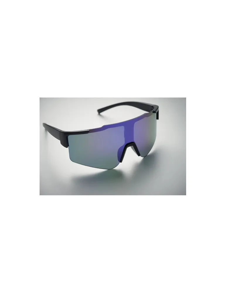 Lunettes de sport miroirs personnalisées SHINE Matières : plastique Couleurs : bleu clair objet promotionnel éco-responsable
