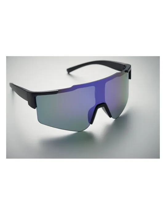 Lunettes de sport miroirs personnalisées SHINE Matières : plastique Couleurs : bleu clair objet promotionnel éco-responsable