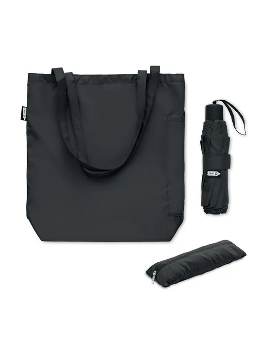 Parapluie 21'' personnalisé et Tote bag écologique SEATTLE Matières : plastique Couleurs : blanc translucide cadeau entreprise p