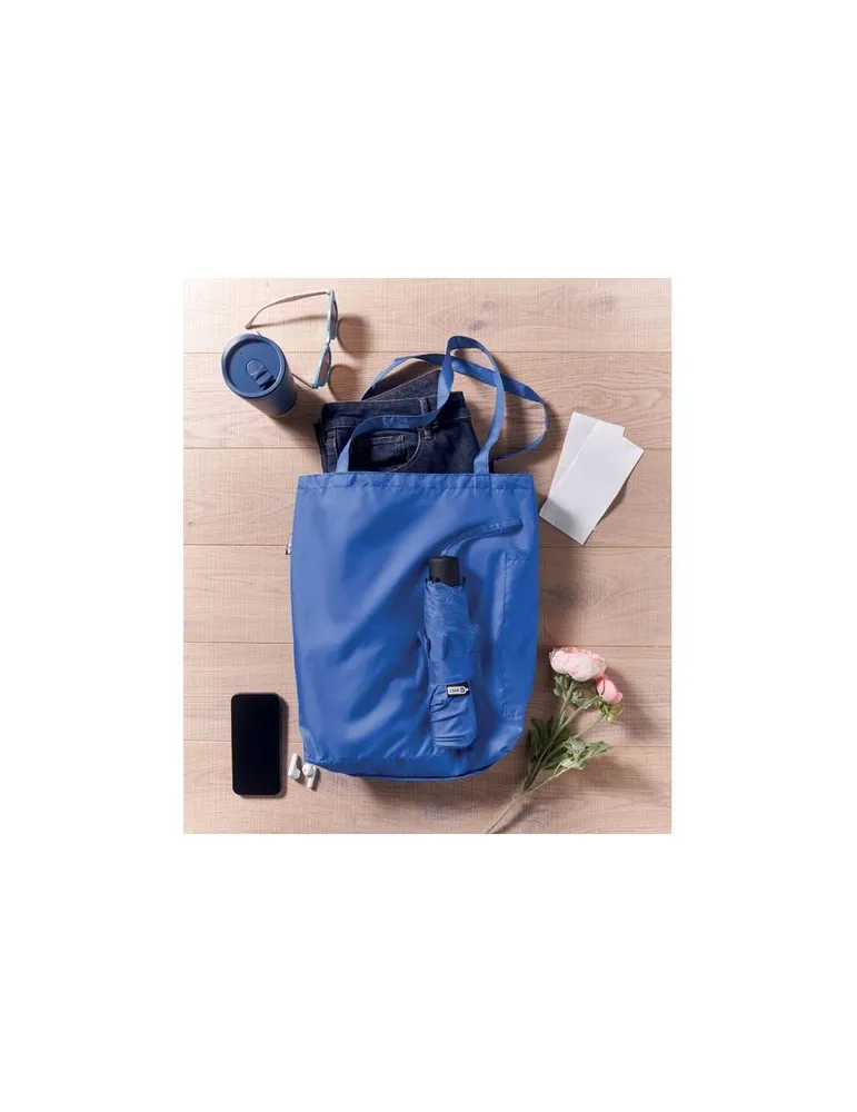 Parapluie 21'' personnalisé et Tote bag écologique SEATTLE Matières : plastique Couleurs : rouge impression logo haute qualité