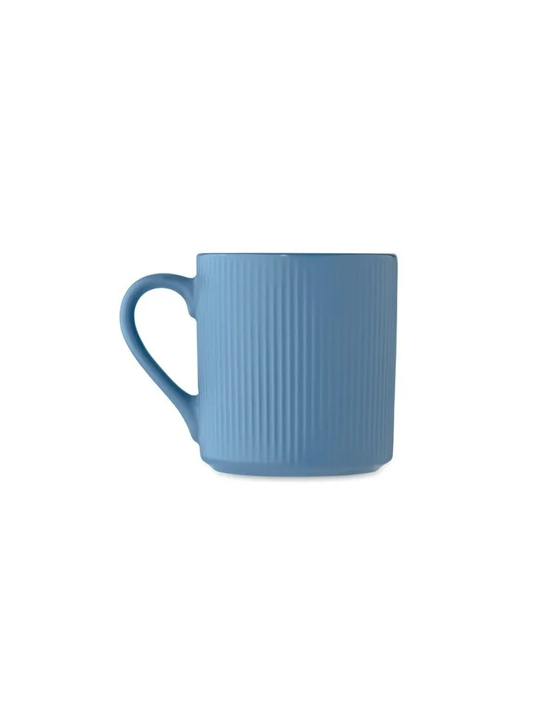Tasse céramique striée 340 ml personnalisée RIBMUG Matières : métal Couleurs : blanc impression haute définition