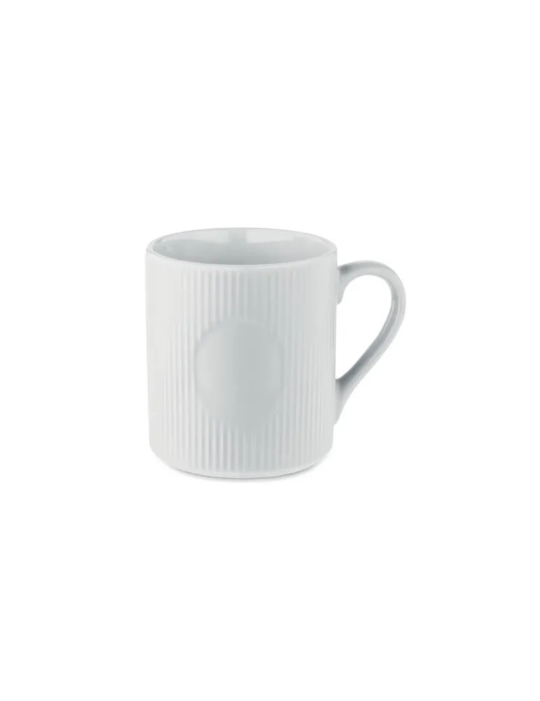 Tasse céramique striée 340 ml personnalisée RIBMUG Matières : métal Couleurs : blanc cadeau entreprise pas cher