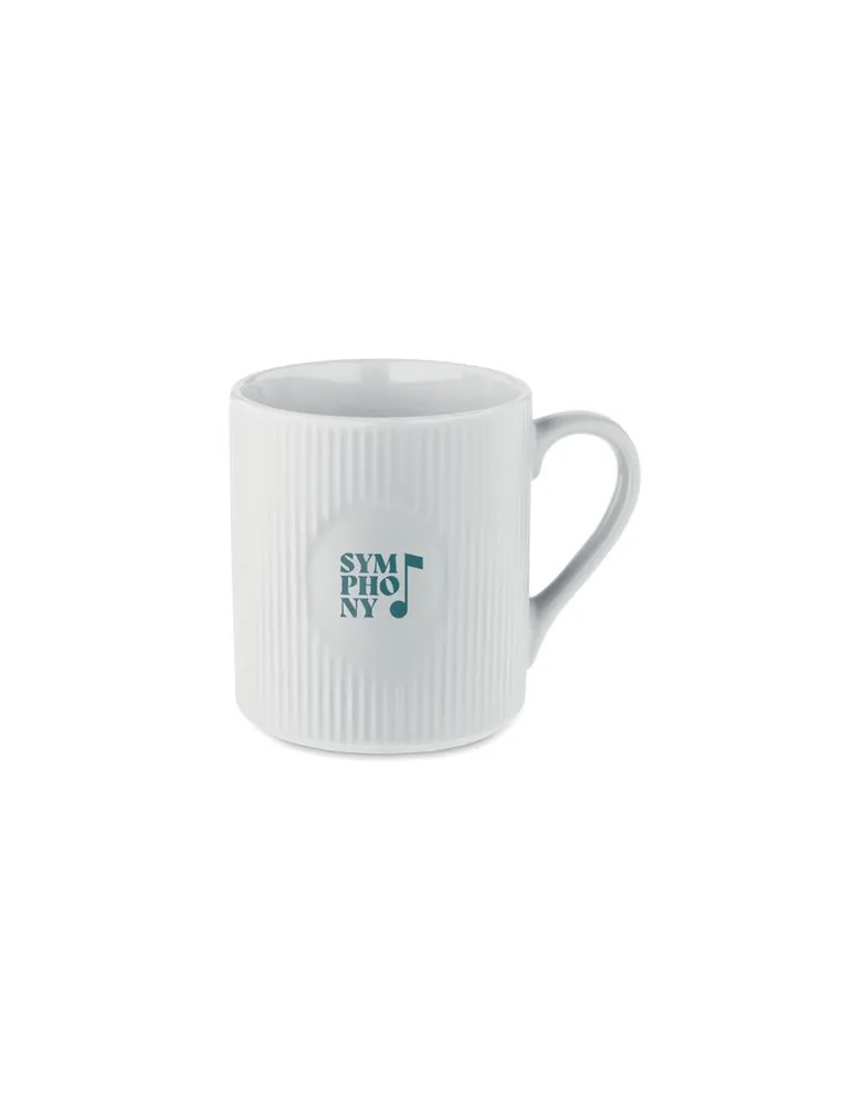 Tasse céramique striée 340 ml personnalisée RIBMUG Matières : métal Couleurs : blanc cadeau collaborateur premium