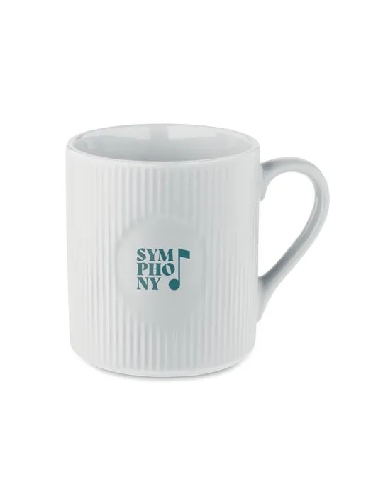 Tasse céramique striée 340 ml personnalisée RIBMUG Matières : métal Couleurs : blanc cadeau collaborateur premium
