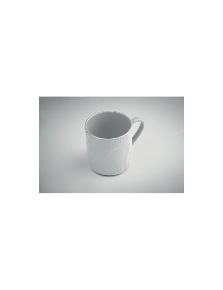 Tasse céramique striée 340 ml personnalisée RIBMUG Matières : métal Couleurs : blanc impression logo haute qualité