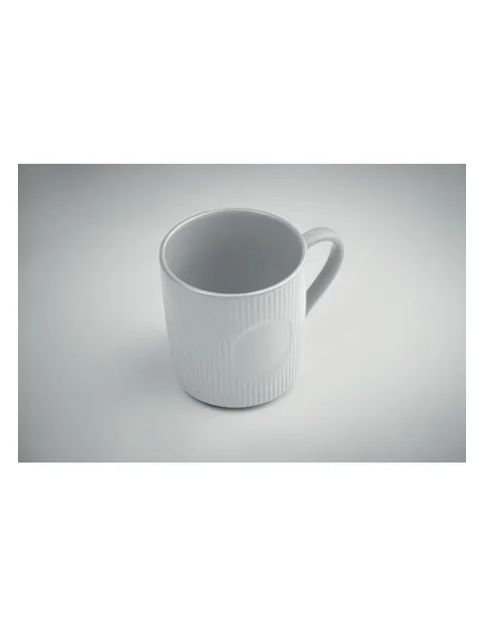 Tasse céramique striée 340 ml personnalisée RIBMUG Matières : métal Couleurs : blanc impression logo haute qualité