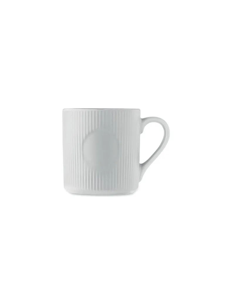 Tasse céramique striée 340 ml personnalisée RIBMUG Matières : métal Couleurs : blanc goodies personnalisé en stock
