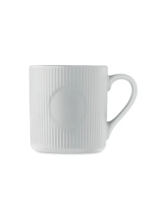 Tasse céramique striée 340 ml personnalisée RIBMUG Matières : métal Couleurs : blanc goodies personnalisé en stock