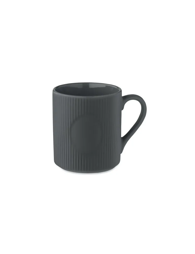 Tasse céramique striée 340 ml personnalisée RIBMUG Matières : métal Couleurs : chromé personnalisable avec votre logo
