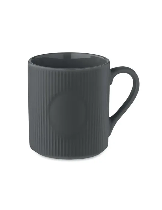 Tasse céramique striée 340 ml personnalisée RIBMUG Matières : métal Couleurs : chromé personnalisable avec votre logo