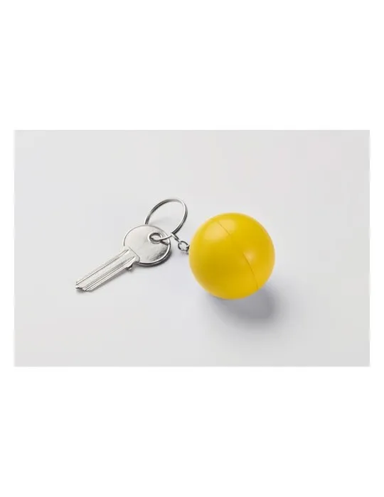 Porte-clés boule en PU personnalisé CIRKELY Matières : métal Couleurs : blanc objet promotionnel éco-responsable