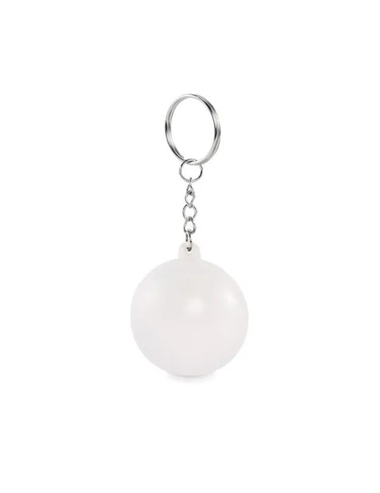 Porte-clés boule en PU personnalisé CIRKELY Matières : métal Couleurs : blanc goodies publicitaire événementiel