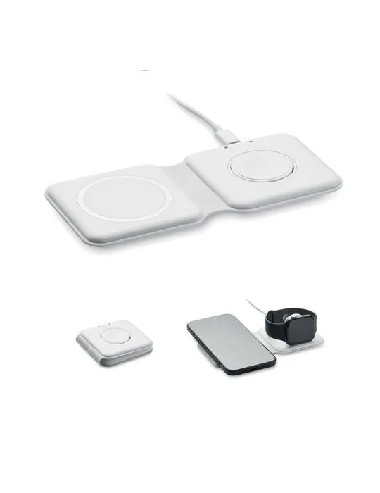 Chargeur pliable écologique 2 en 1 15W FLIP Matières : plastique Couleurs : gris foncé transparent