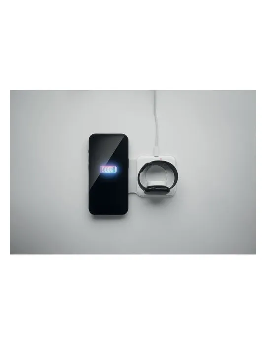 Chargeur pliable écologique 2 en 1 15W FLIP Matières : plastique Couleurs : gris foncé transparent objet promotionnel éco-respon