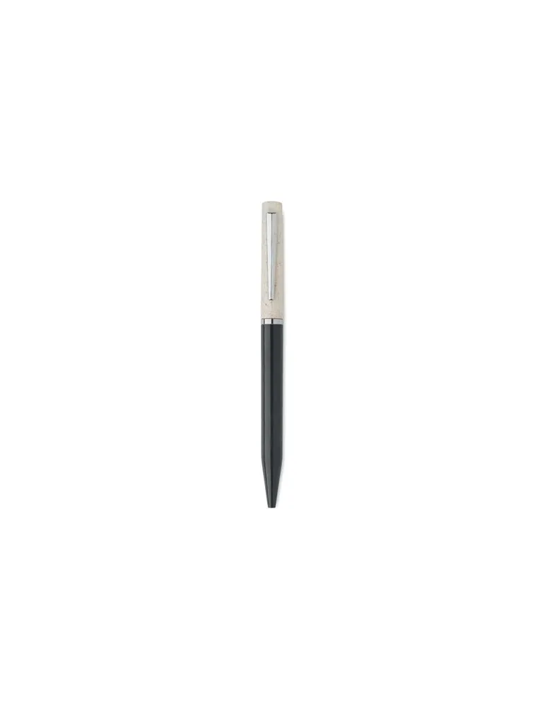 Stylo twist personnalisé en paille de blé/ABS - MAIPEN Matières : plastique Couleurs : bleu foncé transparent cadeau affaires él