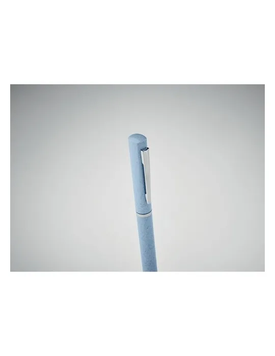 Stylo twist personnalisé en paille de blé/ABS - MAIPEN Matières : plastique Couleurs : bleu goodies publicitaire événementiel