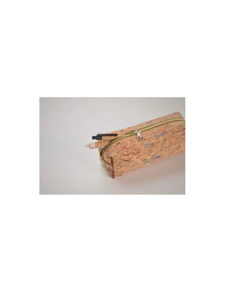 Trousse à crayons écologique en liège CORCHASO Matières : plastique Couleurs : blanc impression haute définition