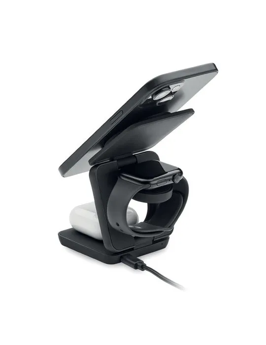 Station de charge pliable 3en1 publicitaire NETICA Matières : plastique Couleurs : blanc cadeau collaborateur premium