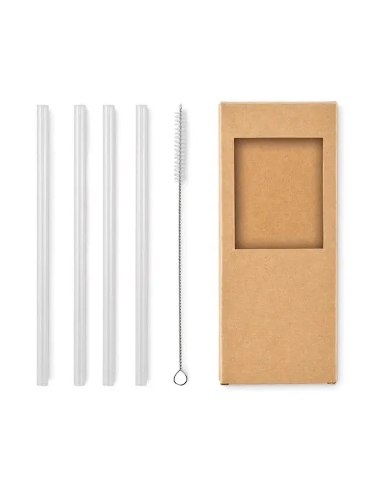 4 pailles verre réutilisables GLAW