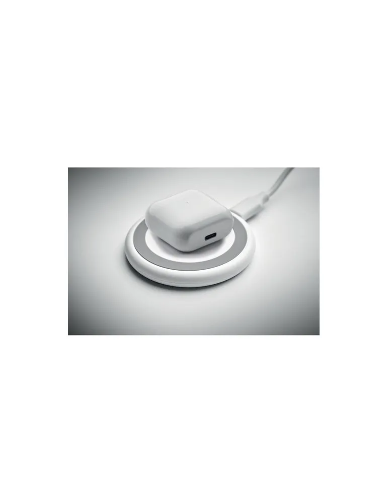 Chargeur sans fil écologique 3 en 1 15W WERLIES Matières : plastique Couleurs : blanc objet publicitaire robuste