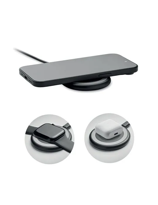 Chargeur sans fil écologique 3 en 1 15W WERLIES Matières : plastique Couleurs : métal impression haute définition