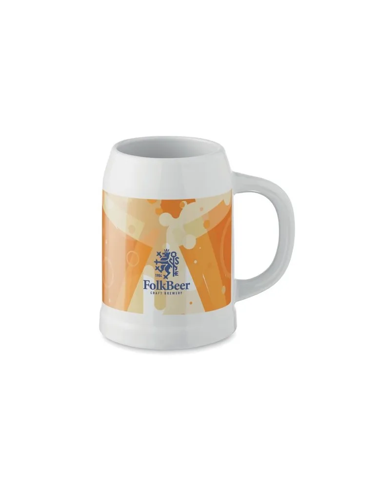 Chope de bière personnalisée 500 ml pas cher SUBLIER Matières : métal Couleurs : rouge goodies publicitaire événementiel