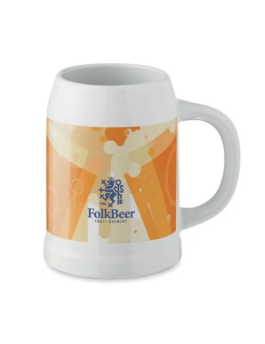 Chope de bière personnalisée 500 ml pas cher SUBLIER Matières : métal Couleurs : rouge goodies publicitaire événementiel