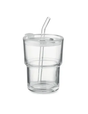 Gobelet en verre personnalisé avec paille 400ml - SIP Matières : plastique Couleurs : transparent