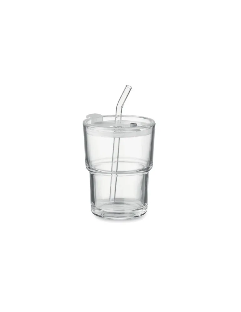 Gobelet en verre personnalisé avec paille 400ml - SIP Matières : plastique Couleurs : transparent