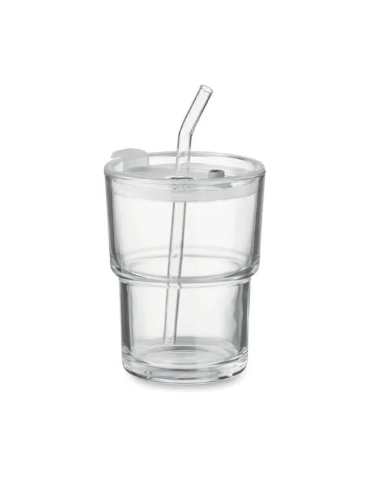Gobelet en verre personnalisé avec paille 400ml - SIP Matières : plastique Couleurs : transparent