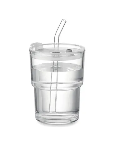 Gobelet en verre personnalisé avec paille 400ml - SIP Matières : plastique Couleurs : transparent 2