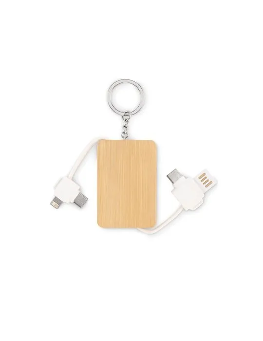 Porte-clés personnalisé et câble de charge écologique BUPOW Matières : plastique Couleurs : bleu marine personnalisable avec vot