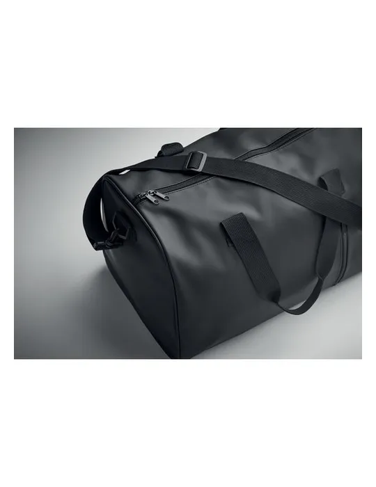 Sac de sport personnalisable en PU souple CAMP Matières : plastique Couleurs : violet foncé givré marquage laser ultra précis