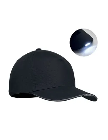 Casquette LED en coton 5 pans personnalisable LUZCAP Matières : plastique Couleurs : rouge givré