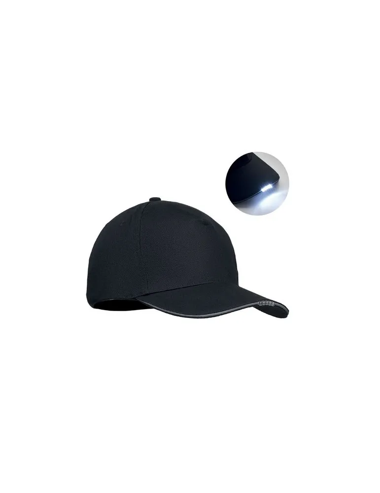Casquette LED en coton 5 pans personnalisable LUZCAP Matières : plastique Couleurs : rouge givré
